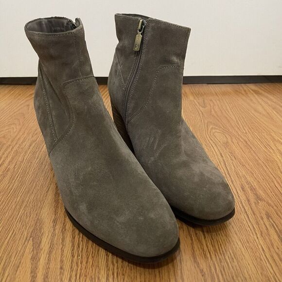 BLONDO brown taupe suede leather waterproof ankle heeled boots size 10 - Picture 2 of 9